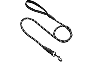 BAGUUARAY Guinzaglio per Cani, Nylon Guinzaglio con Comoda Impugnatura Durevole Robusto e Riflettente per Cani di Taglia Piccola, Media e Grande Walking, Addestramento (1.5 M Black)