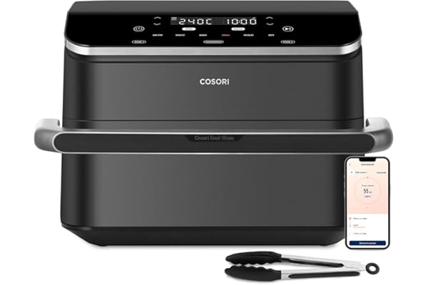 Cosori Freidora de Aire Dual Blaze TwinFry 10L, Air Fryer con 4 Resistencias de Doble Cesta a Una, 35-240ºC, Asar, Hornear y 