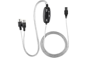 Lazmin Câble MIDI, Convertisseur de câble MIDI vers USB Cordon Adaptateur d'interface MIDI Clavier Clavier Ligne d'édition de Musique