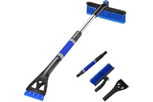 ‎OKULEYA Okuleya Eiskratzer Auto mit Schneebesen (2 in 1) Einfach zu montieren, Schnee und Eiskratzer, Auto Ausziehbare Schneebürste mit 360° drehbarem Kopf