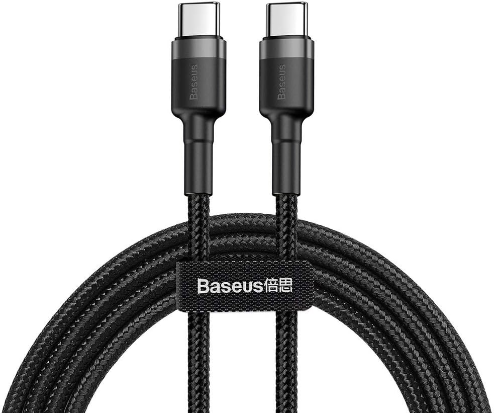 Baseus Cafule, Şarj & Data Aktarımı Kablosu, Gri - Siyah, 2 m, 3 A, 60 W, USB Type C & USB Type C, PD2.0, Flash/Hızlı Şarj