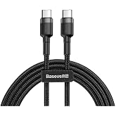 Baseus Cafule, Şarj & Data Aktarımı Kablosu, Gri - Siyah, 2 m, 3 A, 60 W, USB Type C & USB Type C, PD2.0, Flash/Hızlı Şarj