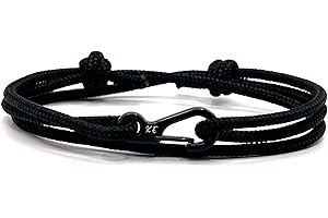 KAROO EARTH JEWELLERY Carabiner Rope Bracelet - Strong Paracord Climbing rope with Carabiner clip Bracelet - Adjustable Paracord rope with black Clasp | Durable Survival bracelet | Handmade Men's Bracelet
