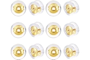 SGERUFZ 12 Pièces Fermoirs Boucles d'Oreilles Sécurisés en 18K Or Silicone Hypoallergénique pour Boucles/Oreilles Tombantes Non-Irritants (Or)