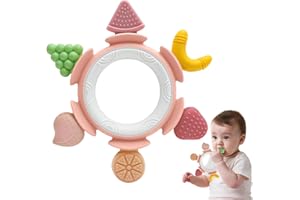 AITUITUI Massaggiagengive Ciuccio per Frutta Neonati Silicone 0 3 6 Mesi, Massaggia Gengive Giochi Neonato Educativo, Dentizione Gioco Sensoriale Bambina bambino 1 Anno Regalo Natale Epifania Compleanno, Rosa