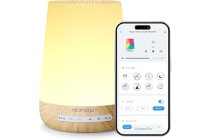Momcozy Vit brusmaskin för bebis med nattljus, sömntränare med 34 lugnande ljud, timer, fjärrkontroll via app, personlig sömn