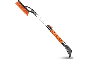 ‎HEEYA HEEYA Auto Eiskratzer, 84cm ausziehbare Auto Schneebürste and Schneebesen für Autoscheiben, Abnehmbarer Eiskratzer mit Schaumstoffgriff für LKW SUV Windschutzscheibe - Orange