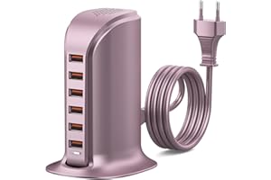 WUKUR 50W Caricatore USB Multiplo,Stazione di Ricarica USB Multipla per Smartphone,Tablet,Ricarica Rapida 5V2.4A