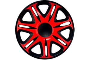 AUTO-STYLE J-Tec Juego de 4 Tapacubos Nascar 13 Pulgadas Negro/Rojo