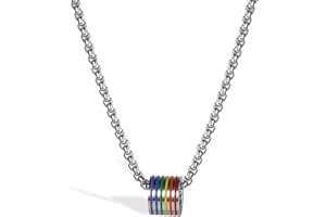 Flongo Gay/LGBT Collana in Acciaio Inossidabile Modello Arcobaleno Orgoglio Felice World Pride