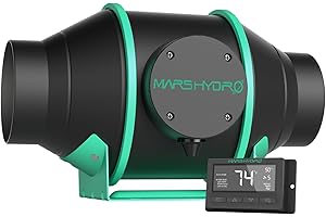 MARS HYDRO Ventilateur de conduit en ligne de 10,2 cm avec contrôleur de température, ventilateur d'échappement pour tentes de culture, culture hydroponique
