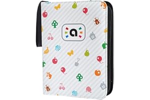 YOWXEEDI Album de Cartas Animal Crossing Amiibo Álbumes y Fundas para Cartas álbum di Carte Collezionabili 4-Bolsillos de piel sintética para tarjetas coleccionables carpeta de 3 anillos con cremallera