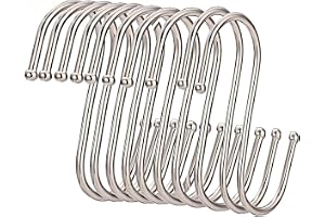 RQzaufania 10-Pack S-Formade Krokar, S-krokar Multifunktionskrok i Rostfritt Stål för Badrum, Sovrum, Kontor och Kök (Medium L-9cm&Silve)
