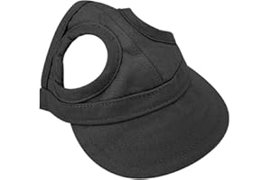 Tnfeeon Gorra de béisbol para Mascotas, Gorra para Perros al Aire Libre con Orificios para los oídos Raya Ajustable Sombrero de Verano para e Hijos(S-Negro)