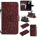 Produktbild Lonchee Huawei Nova Leder Wallet Tasche Brieftasche Schutzhülle , Sonnenblumen geprägten Muster Design Hochwertige PU Leder Folio Tasche Case Hülle im Bookstyle mit Standfunktion Kredit Kartenfächer (braun)