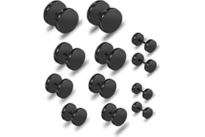 Giantree 6 Pairs of Black Stud Earrings for Men and Women, Faux Gauges Earrings, Earring, 4-10mm Ear Tunnel Stainless Steel Dot Earring for men and Women (Black)