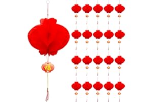 BAYMETY Chinese New Year Decoration 2025,20 Pieces Red Chinese Lanterns Decorations Traditional Hanging Paper Lanterns for Spring Festival Wedding Home Restaurant Celebration Snake New Year Party Supplies