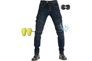 NUNOMO Moto Pantalon Protection pour Hommes, Moto Jeans en Respirant De Qualité Premium Fit avec Amovible Protéger Pads pour Racing Vélo Protection Renforcée
