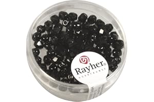 Rayher Perles de cristal en verre 4 mm ø, bte 100 pces, noir non irisé, 14200576