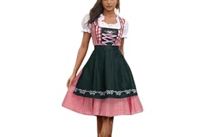 WSQALLLIFE Women's German Dirndl Dress,Beer Girl Oktoberfest Bavarian Oktoberfest Costume Traditional Dirndl Dress October Festival Costume Women Fancy Dress Costume for Oktoberfest Carnival Halloween