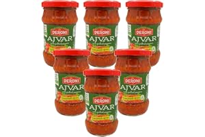 Deroni Ajvar paprika aubergine-pasta 6-pack i glas | Traditionell pasta från Balkan