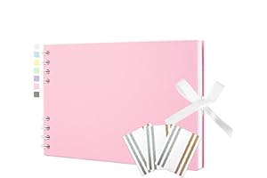 Vienrose Album Fotografico Scrapbook fai da te con 40 Pagine Bianche Spiralalbum per Baby Shower, Matrimonio e Compleanno, 15x21,6 cm Rosa