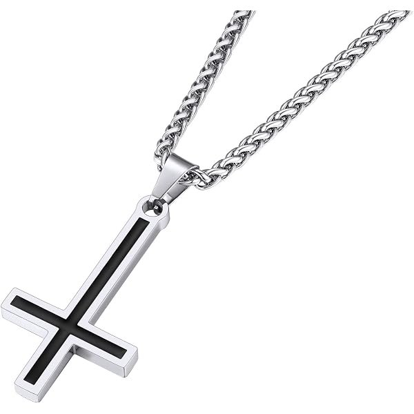 PROSTEEL Collana Uomo Croce Donna Collana Croce Uomo Collana Croce al Contrario Ciondolo Croce Uomo in Acciaio Inossidabile
