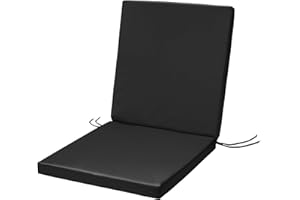 SOFTILLO Waterproof Low Back Chair Cushion With Ties 100x45x4cm | Indoors/Outdoors Patio Seat Pad Cushion For Garden Chairs, Loungers, Recliner, Relaxer | Water-Resistant Material |Black