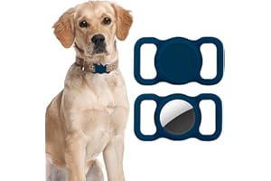 LAPONO 1 Pcs Airtag Collar para Perro Air Tag Funda Compatible con Airtags Apple Funda de Silicona para AirTag Case Protectora para Airtag Soporte de Seguimiento GPS para Gatos (Pet airtag -Blue)