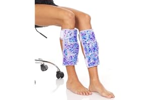 Hot Cold Shin and Calf Ice Packs by FOMI Care | 2 Pack | Leg Wrap for Swelling, Bruises, Sprains Pain Relief | Flexible Compress for Runners, Dancers, Yoga | Fabric Backing | Freezable, Microwavable