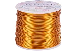 BENECREAT 12 17 18 Fil d'aluminium de la jauge (Calibre 18, 492 FT) anodise Artisanat de Bijoux Faisant perlers Le Fil d'artisanat en Aluminium Colore Floral - Or