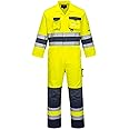 Portwest TX55 Men's Nantes Hi Vis Reflective Boiler Suit Overalls Coverall Safety Class 3 Yellow/Navy, XXL