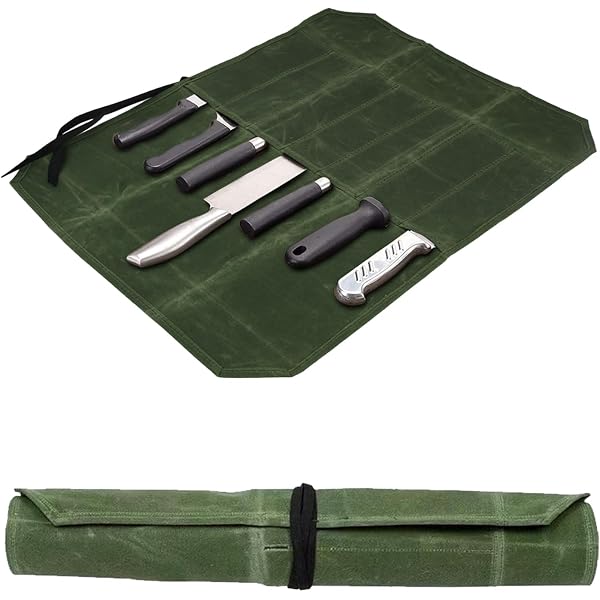 POHOVE Borsa Portacoltelli A Rotolo In Tela 45x52 Cm – 7 Scomparti Per Chef E Campeggio