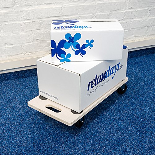 Relaxdays Transportroller HBT: 11 x 58 x 30 cm Transportbrett aus Holz mit praktischem Griff Tansporthilfe als Möbelroller und Transportwagen mit Lenkungsrollen Rollbrett bis 200 kg belastbar, natur - 2