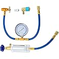 Aupoko AC Oil Injector Tool Kit, R134A Refrigerant Charging Hose with Gauge, R134A Oil Injector with Low Side Quick Coupler, R12 to R134A Conversion Adapter for R134A Air Conditioner System