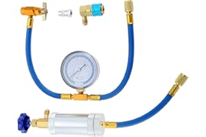 Aupoko AC Oil Injector Tool Kit, R134A Refrigerant Charging Hose with Gauge, R134A Oil Injector with Low Side Quick Coupler, R12 to R134A Conversion Adapter for R134A Air Conditioner System