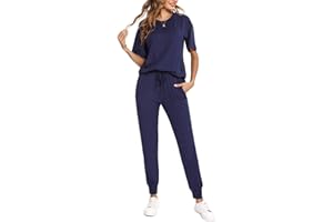 Totatuit Conjunto Chandal Mujer Verano Chándal Completo 2 Piezas Ropa Deportiva Camiseta de Manga Corta y Pantalones con Cordón y Bolsillo para Primavera y Verano