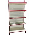 IRONIC Slotted Channel Rack | Grocery Rack | Multipurpose Adjustable Iron Rack for Kitchen, Shops and Book Shelf | Rack for God & Pooja Room (Wall Mounted) Red & Ivory (Wall Rack 6FEET X 3FEET)