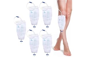 BORISCA 5 Bolsas de Orina de 750 ml para Las Piernas, Bolsa Sonda Vesical Pierna con 2Cintas de Tela, Tubo de 60 cm de Longitud y Válvula Antirreflujo, Bolsa de Urinario Catéter Pierna