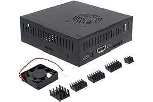 eleUniverse Orange Pi 5 Case with Cooling Fan and Aluminum Heatsink, Support M.2 NVMe SSD 2280 Installation Compatible with Orange Pi 5/5B 4GB/8GB/16GB/32GB