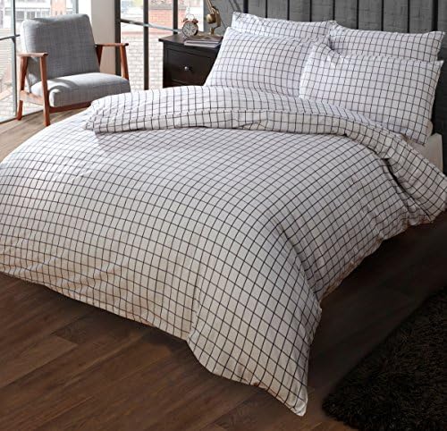 Louisiana Bedding Check Navy &amp; White Duvet Cover Set 100% Cotton 200 Thread Count - SuperKing