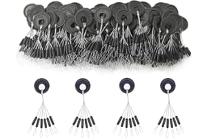 Drchoer Lot de 150 butées de pêche en caoutchouc 6 en 1, noir ovale, taille L, M, S disponibles