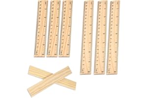 QOWUXHZ 6 Piezas Regla De Madera Para Dibujo De Escala Plana, Herramienta De Medición Recta Para Oficina, Manualidades, Aula, Hogar - 15Cm y 20Cm