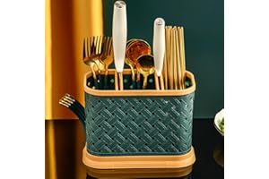 Hosoncovy Portautensili per posate da banco portautensili scolaposate portaposate scatola da tavolo separata forchetta bacchette, portaoggetti da cucina, posate organizer (verde)