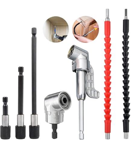 Set Prolunghe Flessibili Per Trapano - 2 Pezzi Albero Estensione 1/4'' + 3 Portapunte Magnetici | Per Spazi Stretti - Foto 4