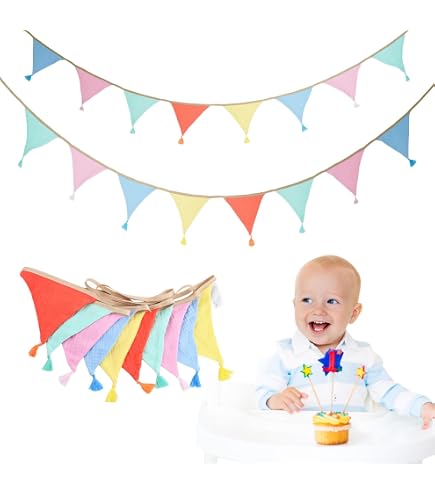 Talking Tables Ghirlanda Di Bandiere Tie Dye Arcobaleno Con Nappe - 3 Metri, 100% Cotone, Fatte A Mano, Per Feste Hippie E Decorazione Cameretta - 6