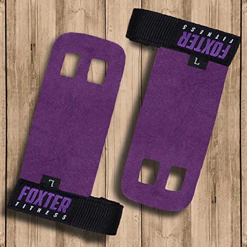 Foxter Fitness Women Genuine Leather Hand Grip - Weightlifting Gloves CrossFit, Fitness, Gymnastics &amp; Weightlifting - Protect Your Hands from Rips and Tears (Small, Violet)