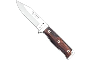 Cudeman Cuchillo 295-K MT-1 Hoja de Acero Böhler N-695 de 11 cm y empuñadura de Madera de Cocobolo de 11,5 cm para Caza, Pesca, Supervivencia y bushcraft + Portabotellas Regalo