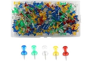 ASYKNM Puntine per Bacheca, Mappe e Lavagna in Sughero - Set di 100 Puntine Trasparenti, Chiodini di Mappa e da Disegno con Scatola Pratico