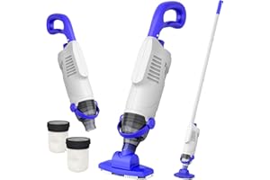 NICHRO Kabelloser Poolsauger für Whirlpools & Aufstellpools | 60W Pool Bodensauger mit 5000mAh Akku, 68L/min Saugkraft | Leichter Poolreiniger mit 1,6m Abnehmbarer Stange & 2 Filter (Weiß)